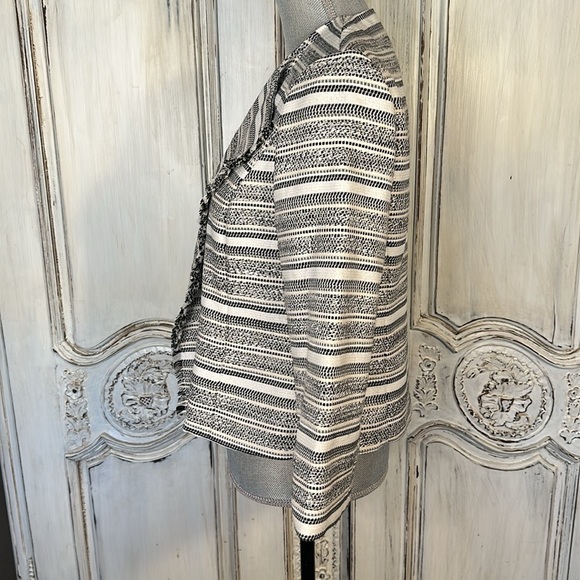 Jasper Cotton Wool Blend Stripe Tweed Raw Edged Lapels Corporate Jacket Size S - Picture 7 of 13